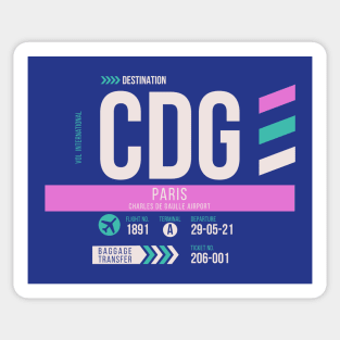 Paris (CDG) Airport Code Baggage Tag D Sticker